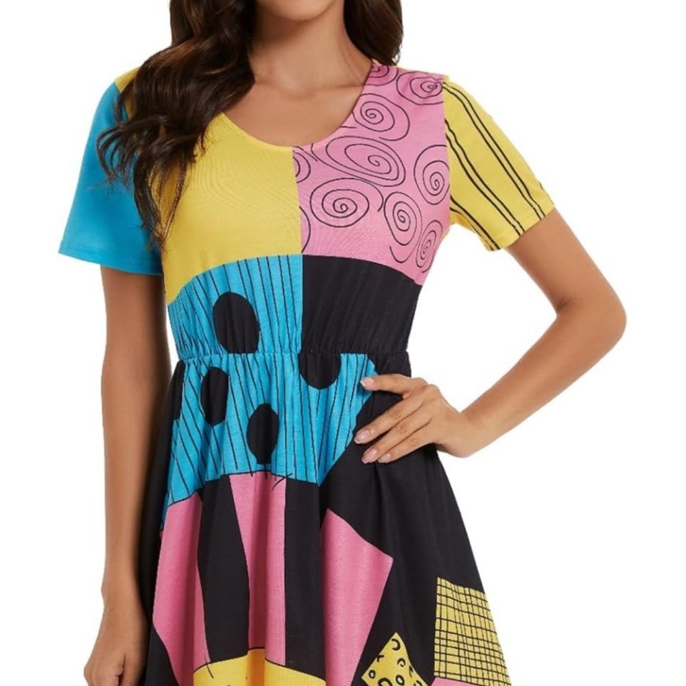 ICEYOU Sally Costume Women Halloween Short Sleeve Sally Dress Size M NWT